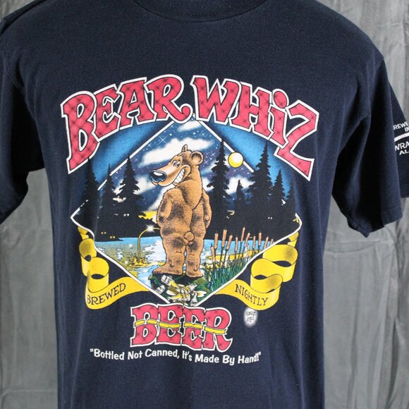 Vitnage Beer Shirt - Bear Whiz Beer Bottle Tag Graphic - Men's Large - Picture 2 of 10